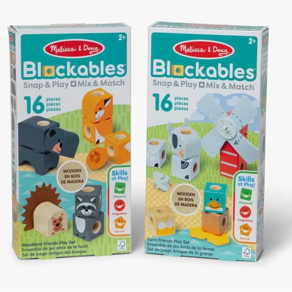 Melissa & Doug Blockables Mix & Match Set - Blue, Gray, White